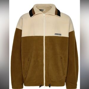 Isabel Marant Men's Two-Tone Cream & Olive Full-Zip Fleece Jacket